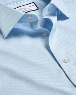 Shirt Sale|Dress Shirts<Charles Tyrwhitt Semi-Spread Collar Egyptian Cotton Hudson Weave Shirt - Light Blue