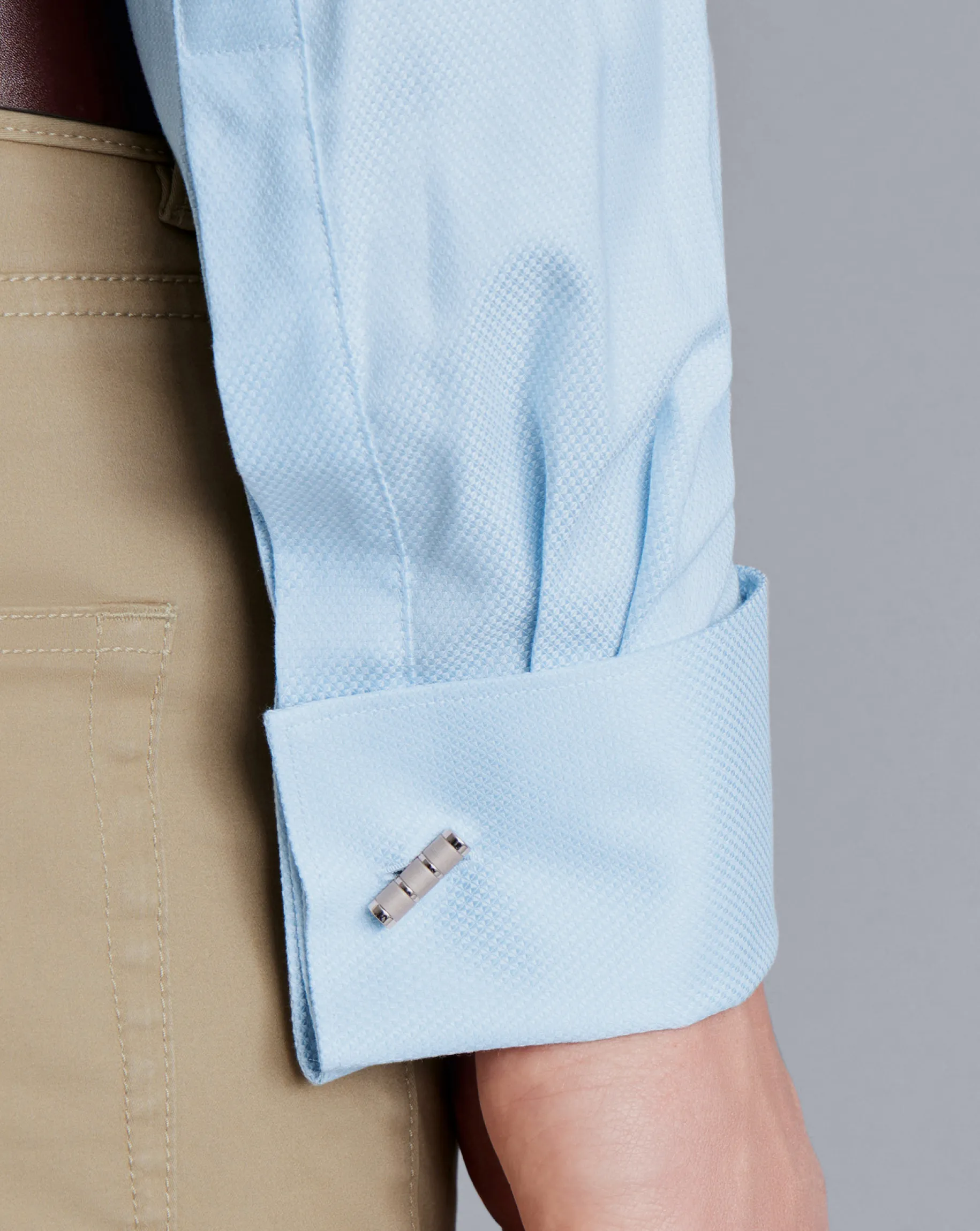 Shirt Sale|Dress Shirts<Charles Tyrwhitt Semi-Spread Collar Egyptian Cotton Hudson Weave Shirt - Light Blue