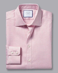 Shirt Sale|Dress Shirts<Charles Tyrwhitt Semi-Spread Collar Egyptian Cotton Twill Fine Check Shirt - Dark Pink