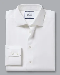 Shirt Sale|Dress Shirts<Charles Tyrwhitt Semi-Spread Collar Egyptian Cotton Berkshire Weave Shirt - White