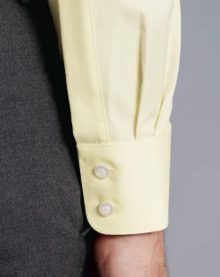 Shirt Sale|Dress Shirts<Charles Tyrwhitt Semi-Spread Collar Egyptian Cotton Berkshire Weave Shirt - Lemon Lemon Yellow