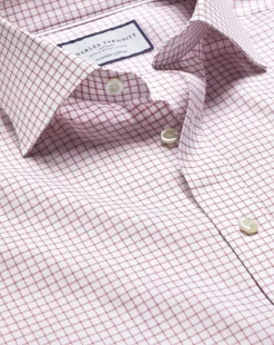 Shirt Sale|Dress Shirts<Charles Tyrwhitt Semi-Spread Collar Egyptian Cotton Check Shirt - Dark Red