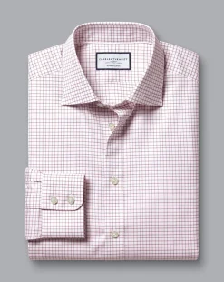 Shirt Sale|Dress Shirts<Charles Tyrwhitt Semi-Spread Collar Egyptian Cotton Check Shirt - Dark Red