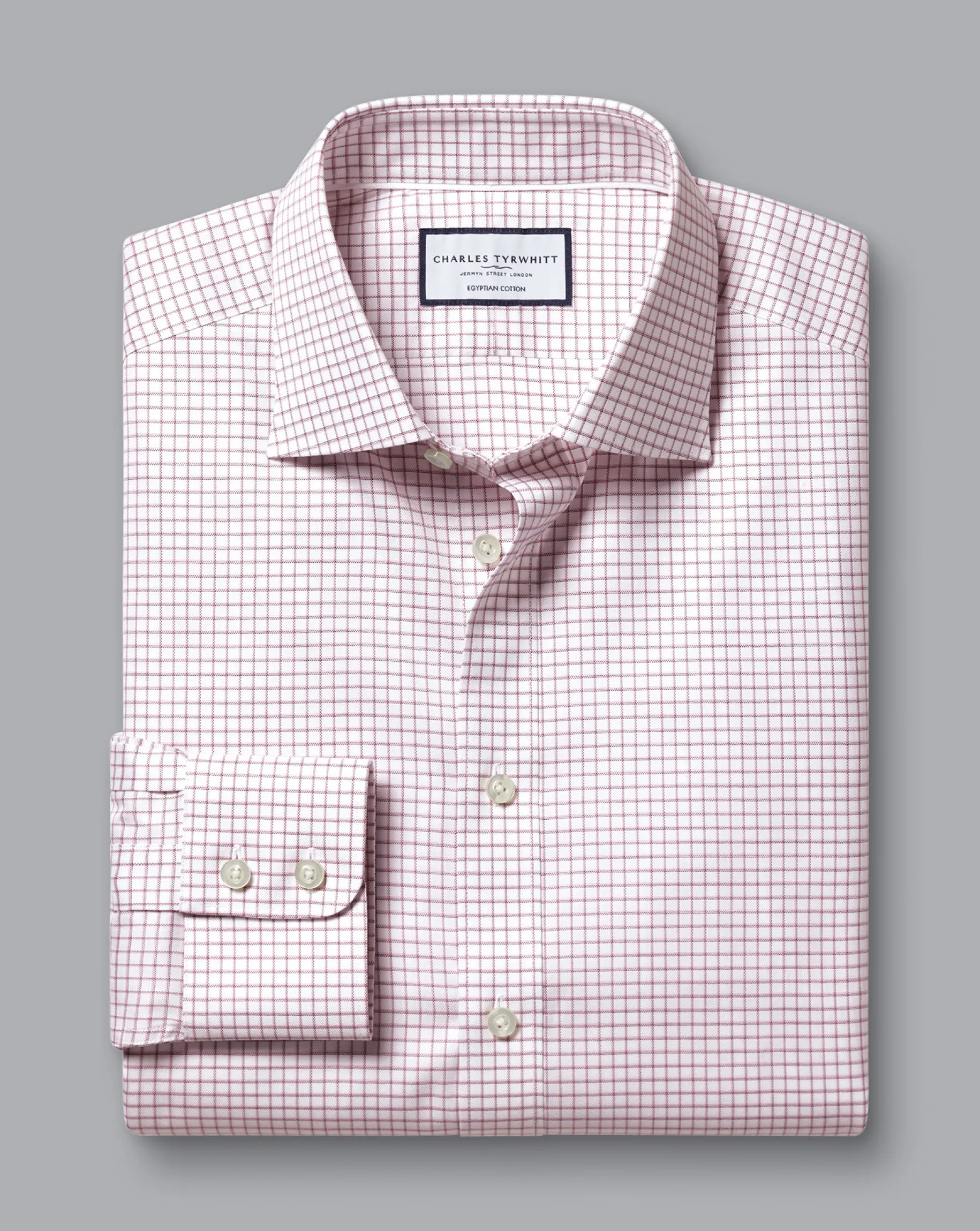Shirt Sale|Dress Shirts<Charles Tyrwhitt Semi-Spread Collar Egyptian Cotton Check Shirt - Dark Red