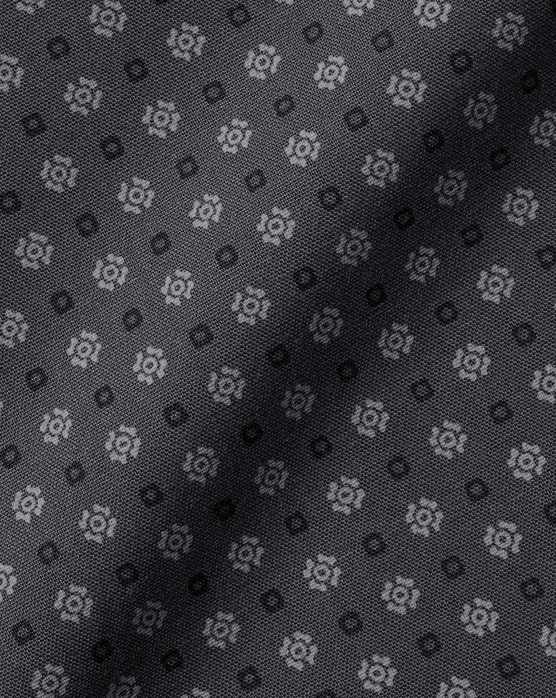 Dress Shirts|S<Charles Tyrwhitt Semi-Spread Collar Medallion Print Non-Iron Shirt - Grey Charcoal