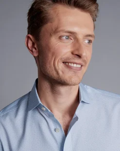 Shirt Sale|Casual Shirts<Charles Tyrwhitt Semi-Spread Collar Non-Iron Decorative Print Shirt - Blue Sky
