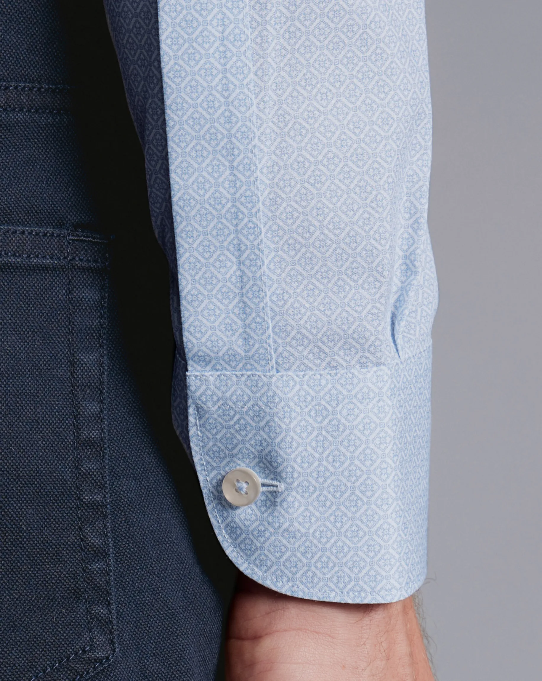 Shirt Sale|Casual Shirts<Charles Tyrwhitt Semi-Spread Collar Non-Iron Decorative Print Shirt - Blue Sky