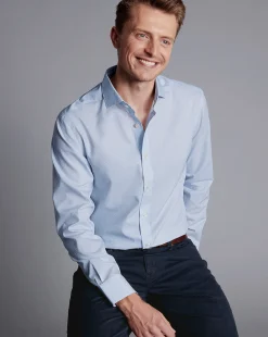 Shirt Sale|Casual Shirts<Charles Tyrwhitt Semi-Spread Collar Non-Iron Decorative Print Shirt - Blue Sky