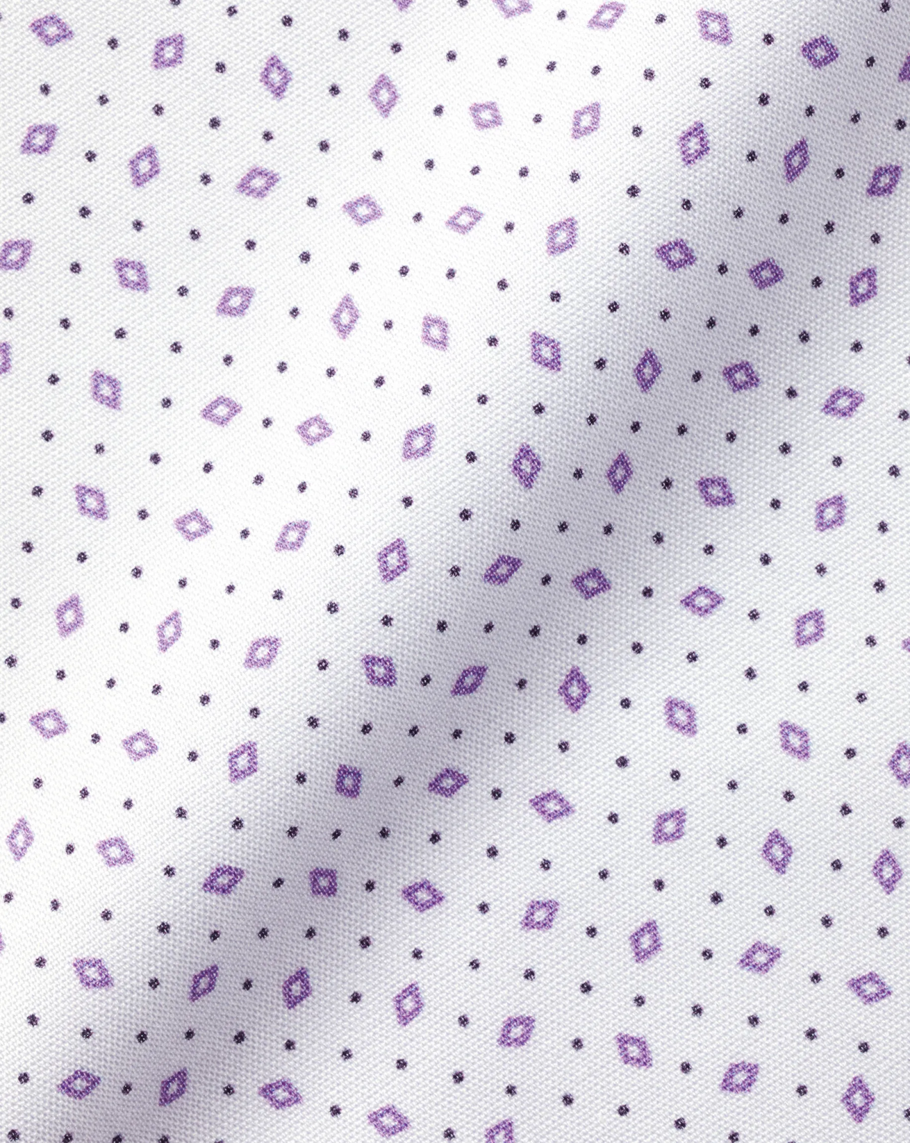 Business Casual Shirts|Casual Shirts<Charles Tyrwhitt Semi-Spread Collar Non-Iron Diamond Print Shirt - White & Lilac Purple White and Lilac