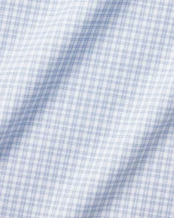 Shirt Sale|Casual Shirts<Charles Tyrwhitt Semi-Spread Collar Non-Iron Cotton Linen Check Shirt - Sky Blue