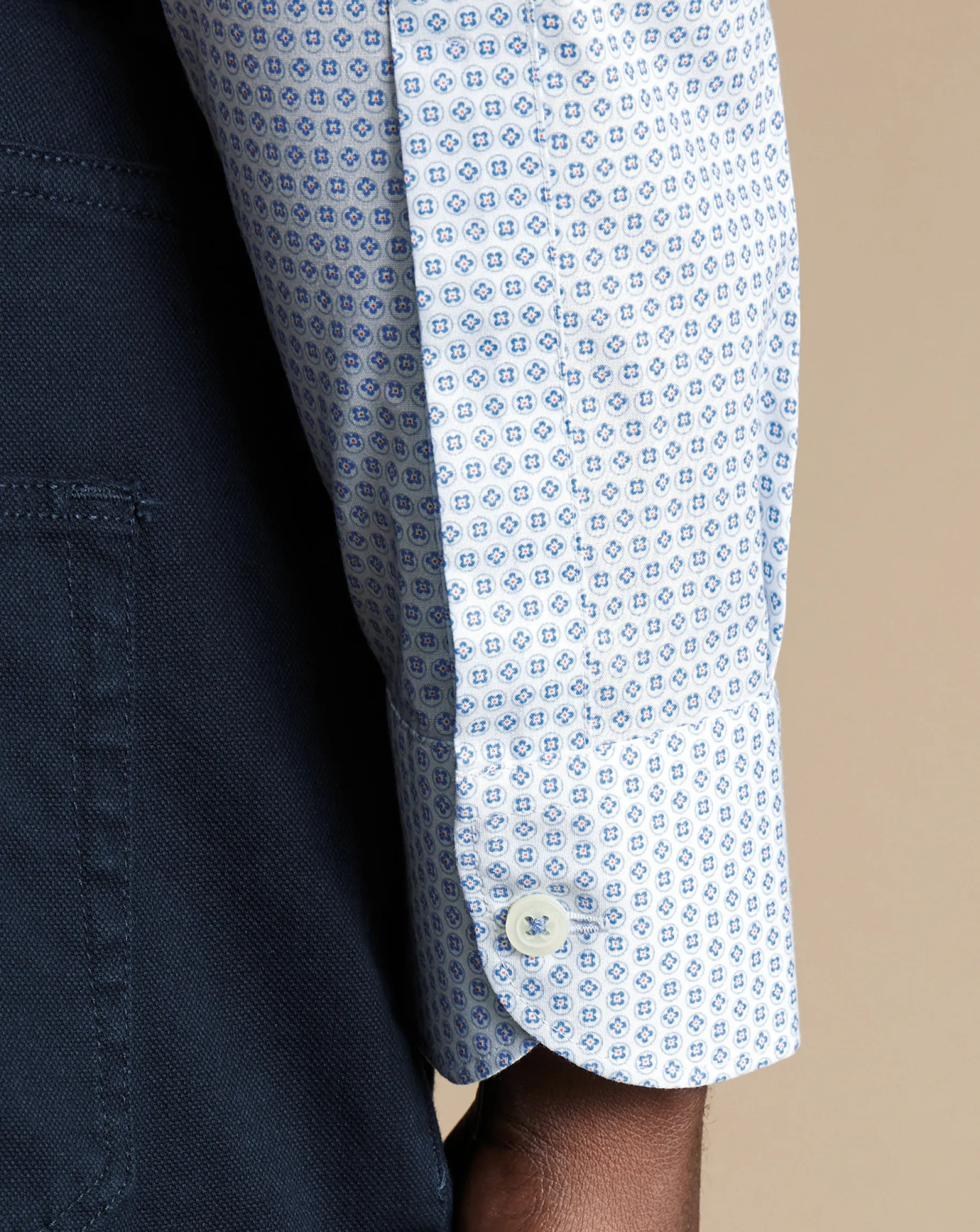 Business Casual Shirts|Casual Shirts<Charles Tyrwhitt Semi-Spread Collar Non-Iron Floral Geo Print Shirt - Cobalt Blue