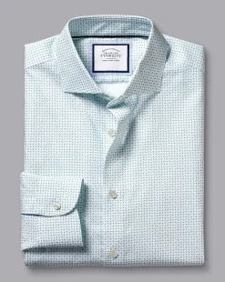 Shirt Sale|Casual Shirts<Charles Tyrwhitt Semi-Spread Collar Non-Iron Petal Print Shirt - Green Aqua