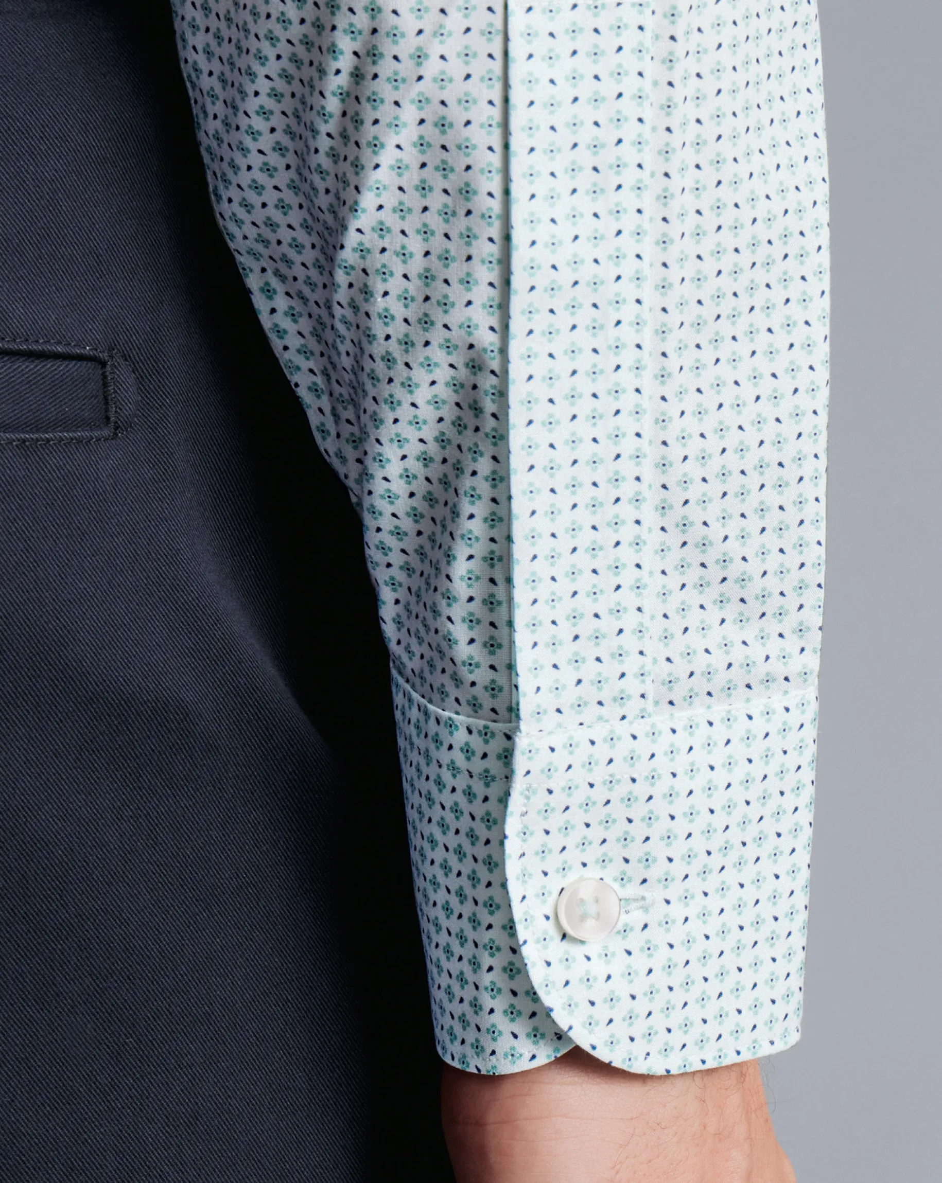 Shirt Sale|Casual Shirts<Charles Tyrwhitt Semi-Spread Collar Non-Iron Petal Print Shirt - Green Aqua