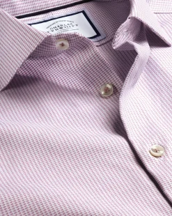 Shirt Sale|Casual Shirts<Charles Tyrwhitt Semi-Spread Collar Non-Iron Stretch Texture Shirt - Dark Pink