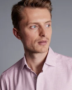 Shirt Sale|Casual Shirts<Charles Tyrwhitt Semi-Spread Collar Non-Iron Stretch Texture Shirt - Dark Pink