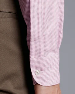 Shirt Sale|Casual Shirts<Charles Tyrwhitt Semi-Spread Collar Non-Iron Stretch Texture Shirt - Dark Pink