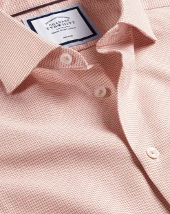 Shirt Sale|Dress Shirts<Charles Tyrwhitt Semi-Spread Collar Non-Iron Stretch Texture Shirt - Orange
