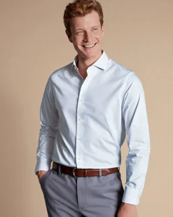 Business Casual Shirts|Casual Shirts<Charles Tyrwhitt Semi-Spread Collar Petal Print Non-Iron Shirt - Light Blue