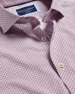 Shirt Sale<Charles Tyrwhitt Semi-Spread Collar Shadow Diamond Print Non-Iron Shirt - Blackberry Purple
