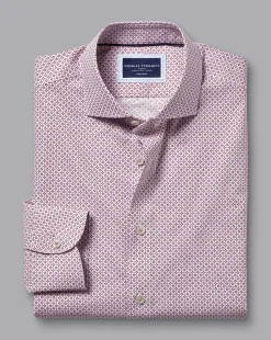 Shirt Sale<Charles Tyrwhitt Semi-Spread Collar Shadow Diamond Print Non-Iron Shirt - Blackberry Purple