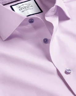 Shirt Sale|Dress Shirts<Charles Tyrwhitt Semi-Spread Collar Twill Shirt with Printed Trim - Violet Purple