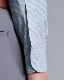 Seasonal Looks|Dress Shirts<Charles Tyrwhitt Semi-Spread Collar Wine Glass Print Non-Iron Shirt - Ocean Blue