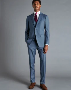 Vests<Charles Tyrwhitt Sharkskin Suit Vest - Cornflower Blue