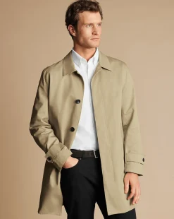 Coats|Raincoats<Charles Tyrwhitt Showerproof Cotton Raincoat - Limestone