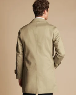 Coats|Raincoats<Charles Tyrwhitt Showerproof Cotton Raincoat - Limestone