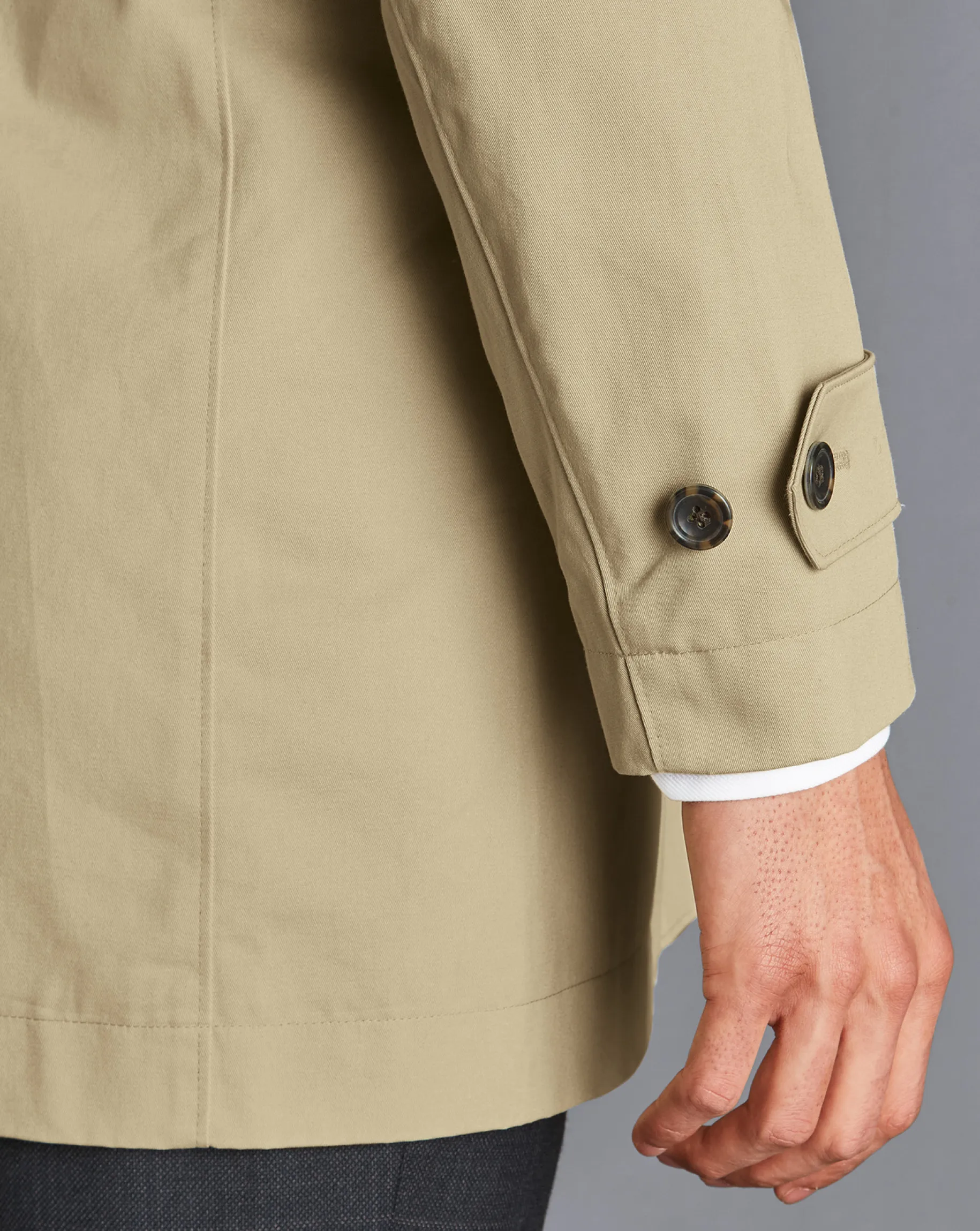 Coats|Raincoats<Charles Tyrwhitt Showerproof Cotton Raincoat - Limestone