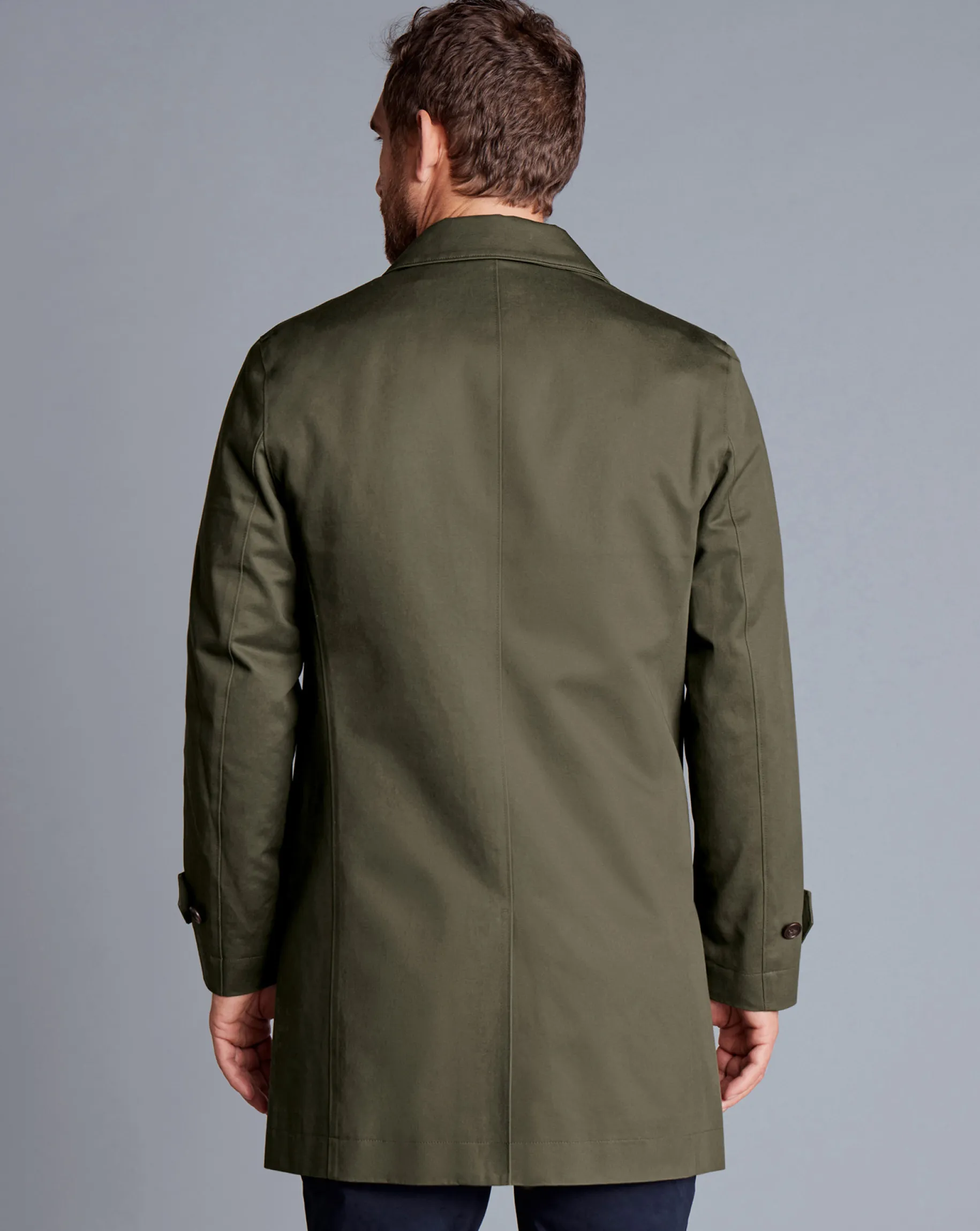 Coats|Raincoats<Charles Tyrwhitt Showerproof Cotton Raincoat - Green Olive