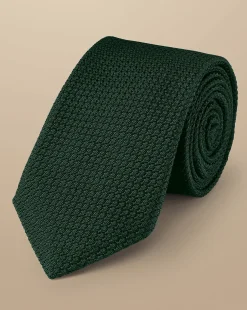 Ties & Bow-ties<Charles Tyrwhitt Silk Grenadine Italian Tie - Dark Green