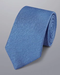 Accessories<Charles Tyrwhitt Silk Linen Tie - Ocean Blue