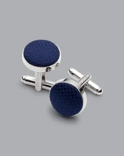 Cufflinks<Charles Tyrwhitt Silk Round Cufflinks - Navy