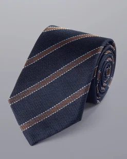 Ties & Bow-ties<Charles Tyrwhitt Silk Stripe Tie - French Blue & Camel