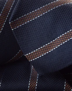 Ties & Bow-ties<Charles Tyrwhitt Silk Stripe Tie - French Blue & Camel