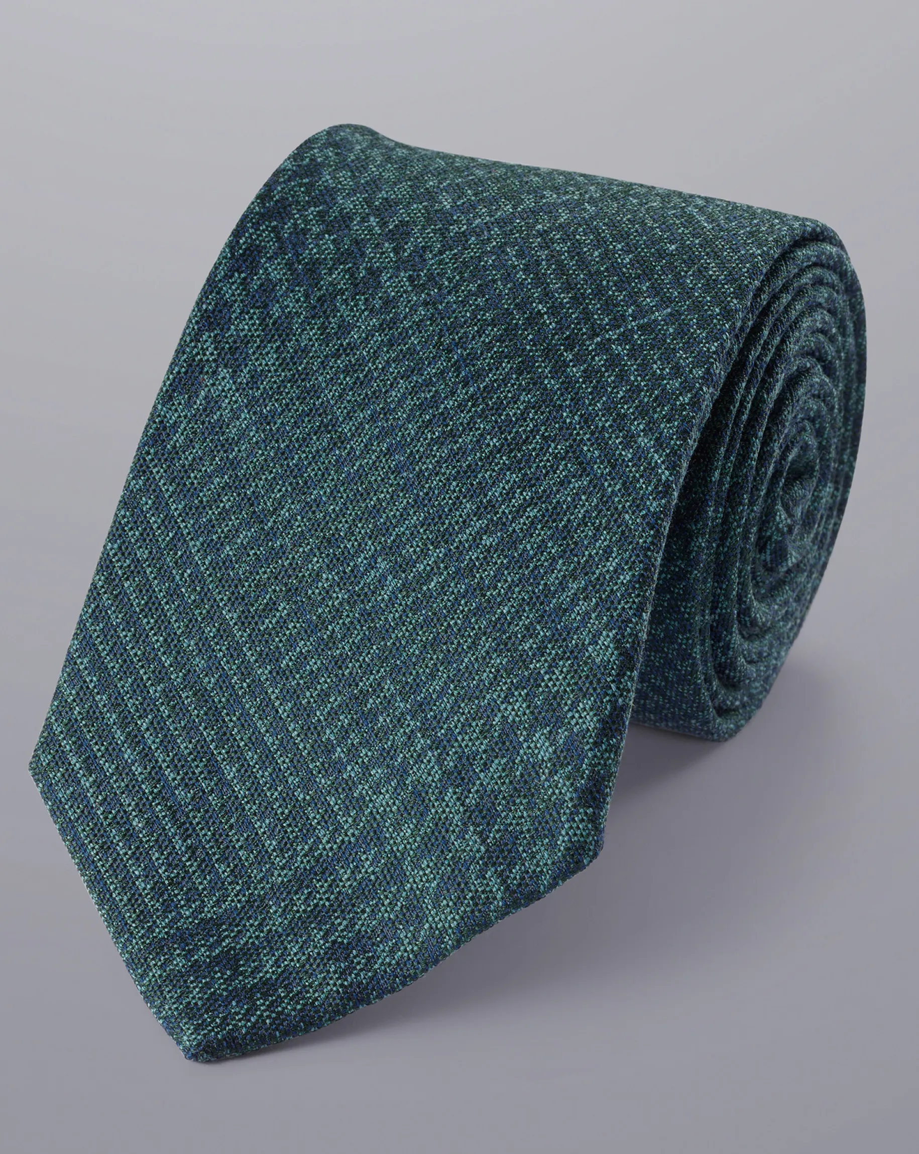 Ties & Bow-ties<Charles Tyrwhitt Silk Wool Blend Prince of Wales Check Tie - Green & Blue Green and Blue