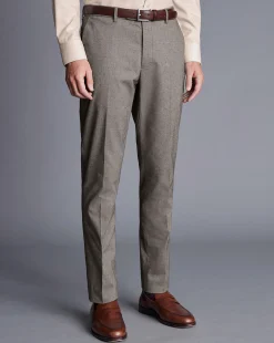 Pants & Shorts<Charles Tyrwhitt Smart Cotton Stretch Pants - Taupe