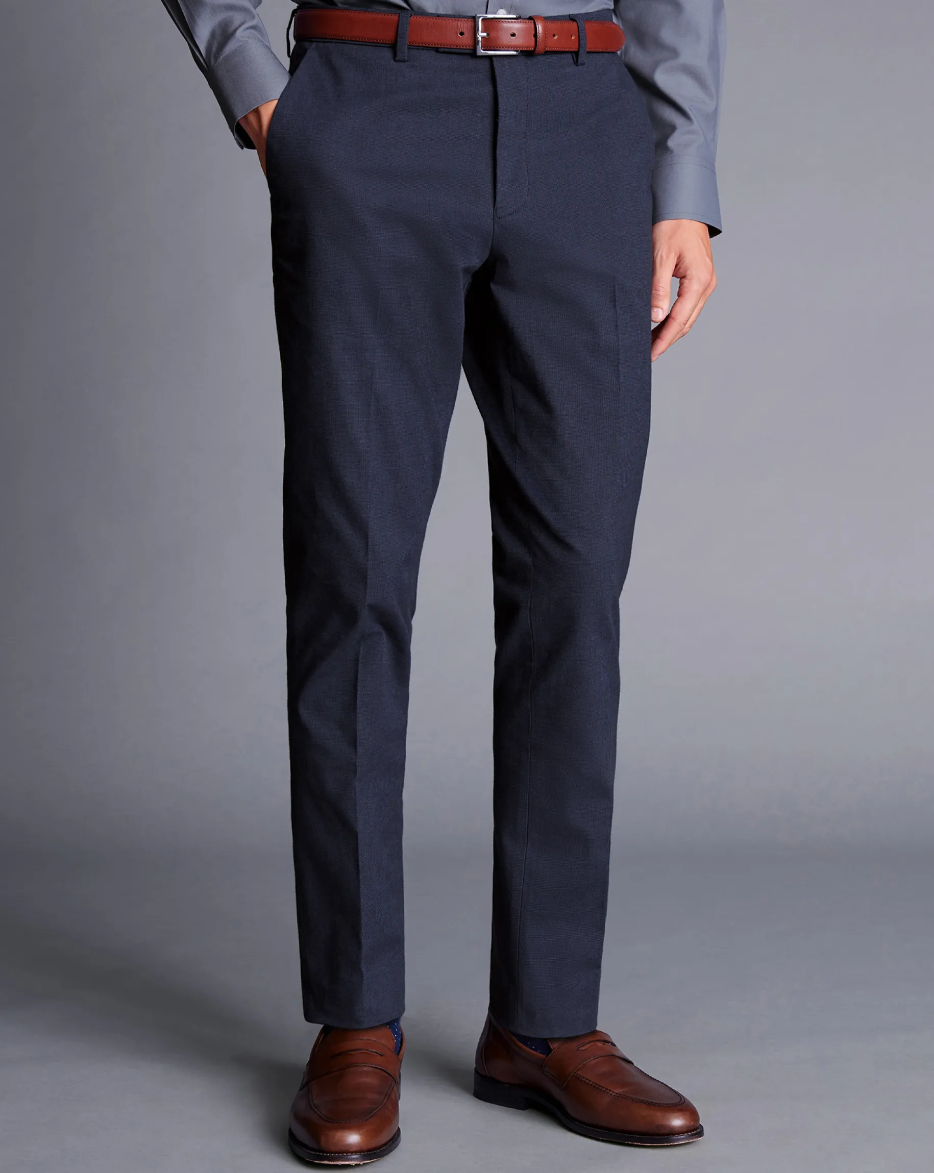 Seasonal Looks|Pants & Shorts<Charles Tyrwhitt Smart Cotton Stretch Pants - Ink Blue