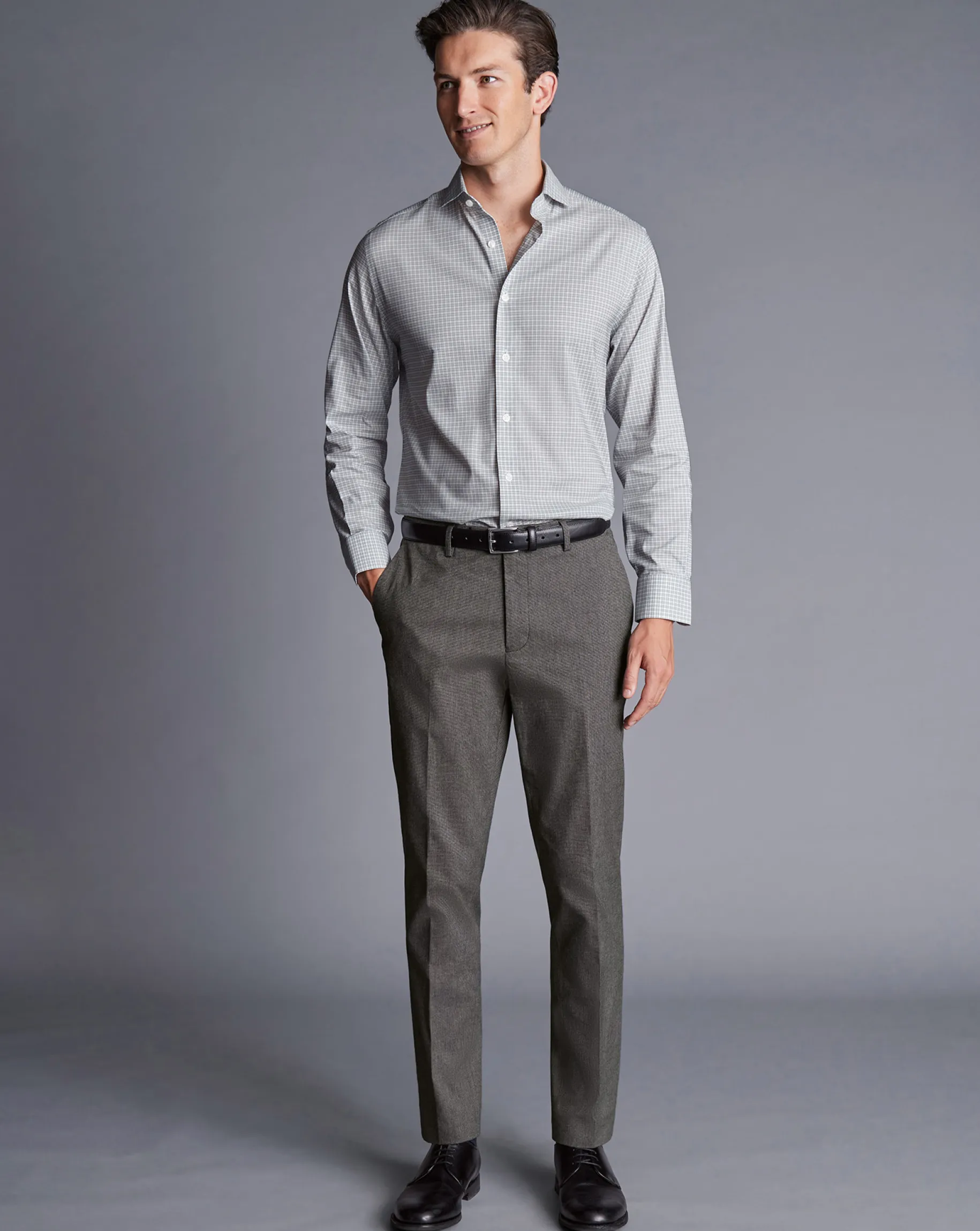 Seasonal Looks|Pants & Shorts<Charles Tyrwhitt Smart Cotton Stretch Pants - Dark Grey