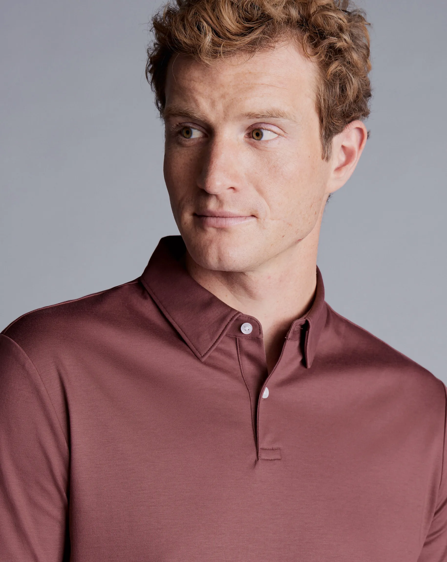 Pink Shirts|Short Sleeve polos<Charles Tyrwhitt Smart Jersey Polo - Claret Pink
