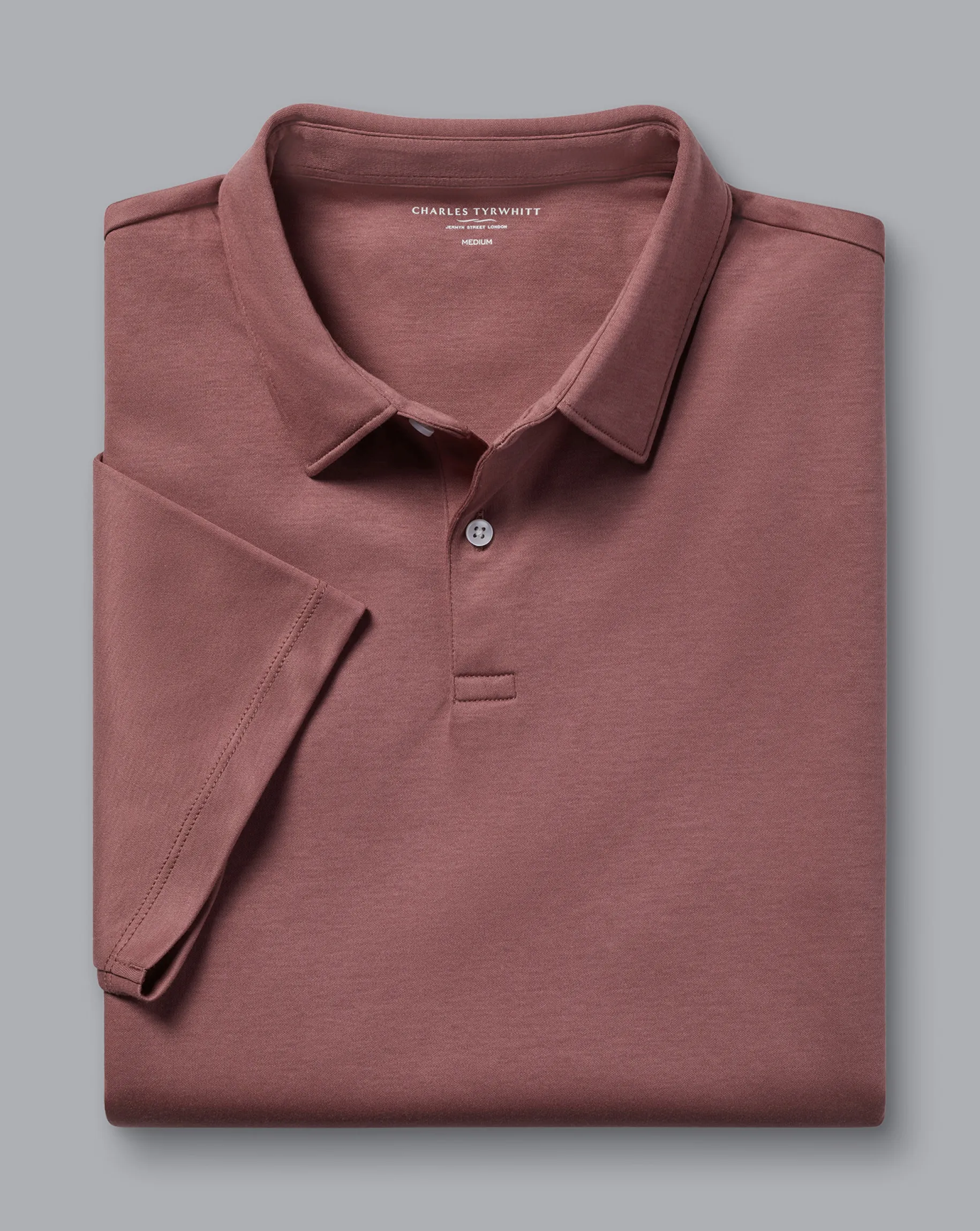 Pink Shirts|Short Sleeve polos<Charles Tyrwhitt Smart Jersey Polo - Claret Pink
