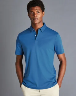 Shirt Sale|Polos<Charles Tyrwhitt Smart Jersey Polo - Ocean Blue