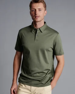 Smart polos|green<Charles Tyrwhitt Smart Jersey Polo - Green Olive