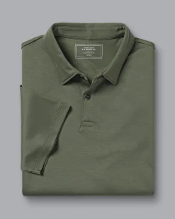 Smart polos|green<Charles Tyrwhitt Smart Jersey Polo - Green Olive