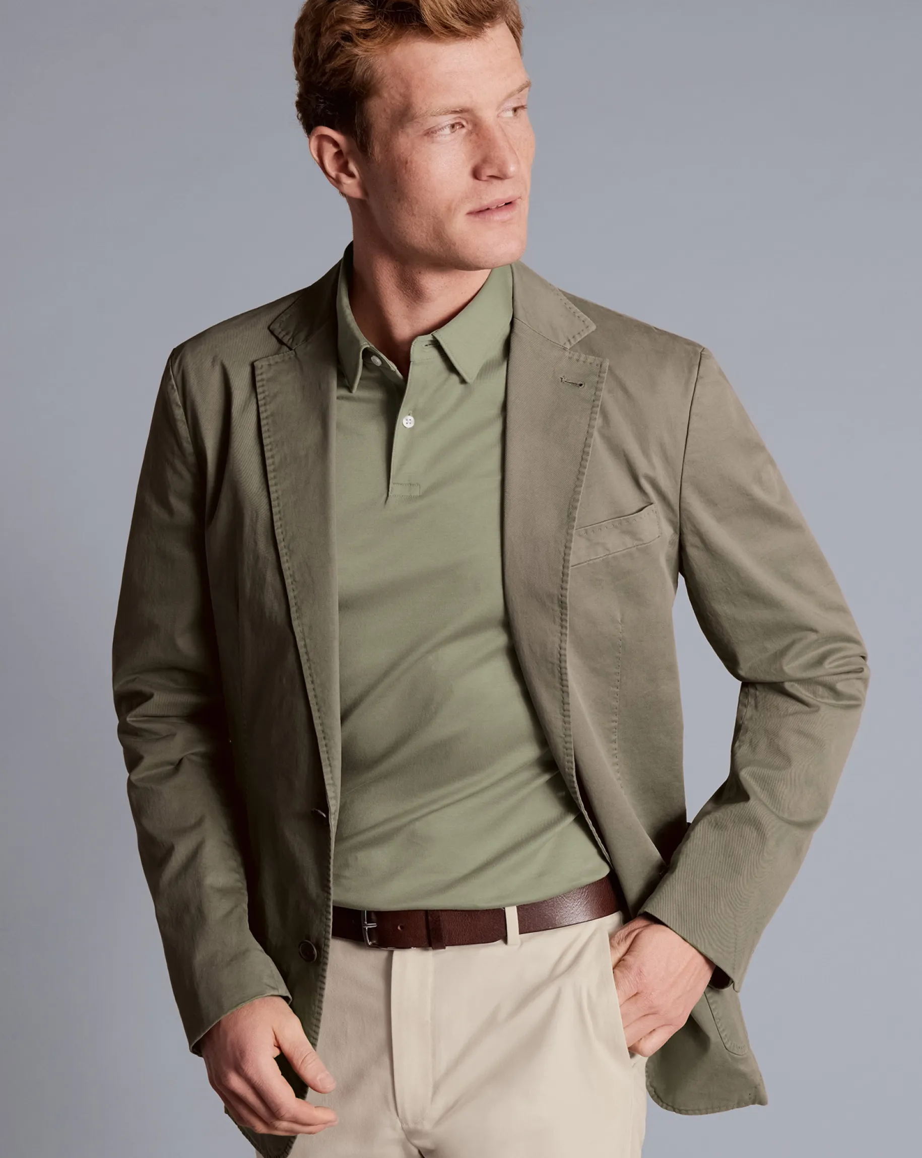 Shirt Sale|Polos<Charles Tyrwhitt Smart Jersey Polo - Sage Green Light Sage Green