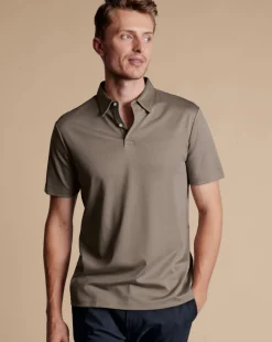 Short Sleeve polos|Polos<Charles Tyrwhitt Smart Jersey Polo - Taupe