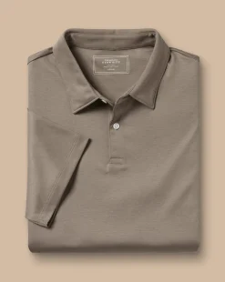 Short Sleeve polos|Polos<Charles Tyrwhitt Smart Jersey Polo - Taupe