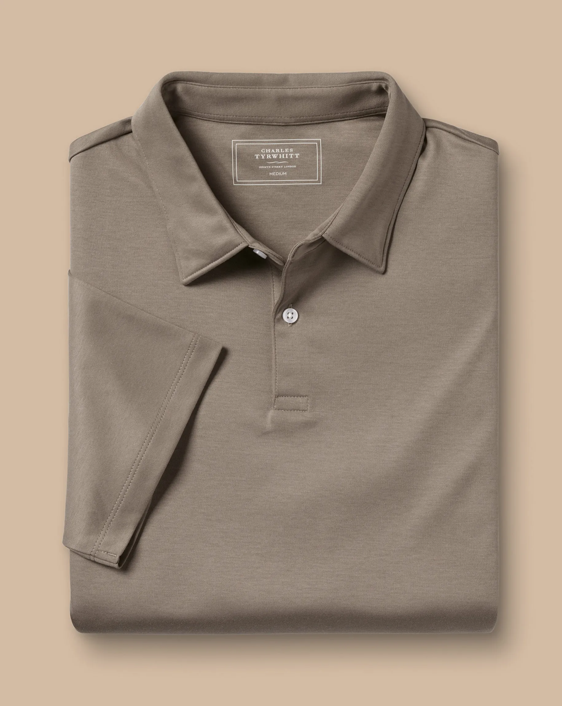 Short Sleeve polos|Polos<Charles Tyrwhitt Smart Jersey Polo - Taupe