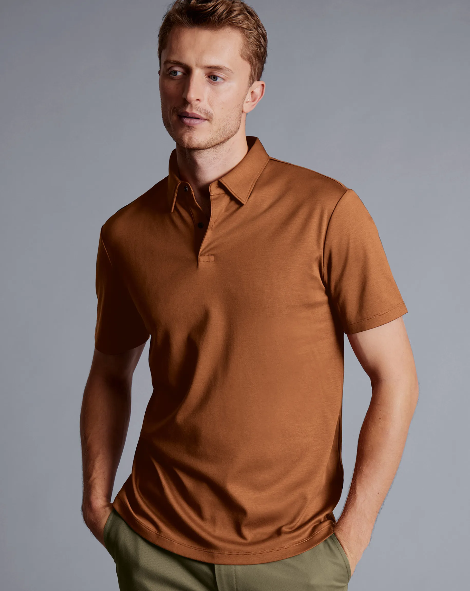 Shirt Sale|Polos<Charles Tyrwhitt Smart Jersey Polo - Toffee